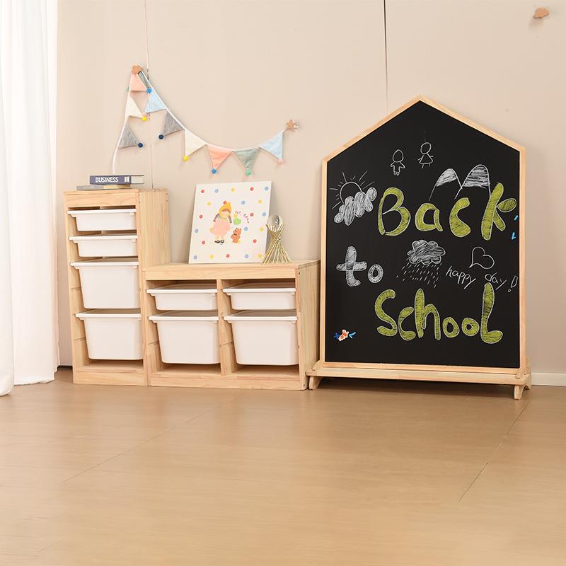 儿童柜房玩绘本收纳架实WAH磁性绘木画具画板组合多层分类整理收