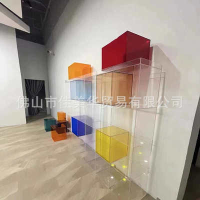 服装店亚克力展示架上墙透明水晶饰品陈列架女装店鞋包货架置物架