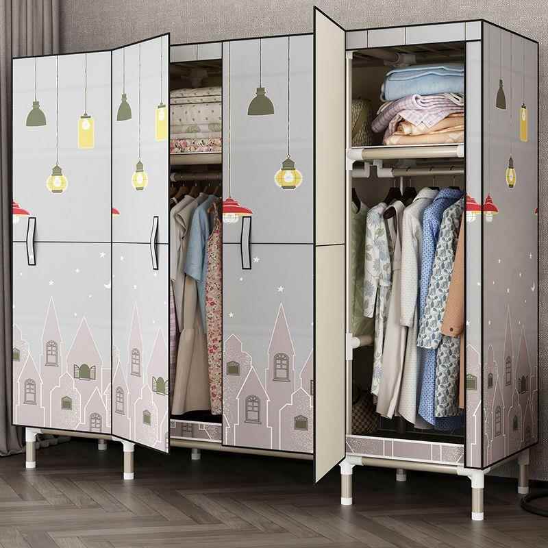 MTD布叠衣柜卧室家租免安装简易出房组装折全钢架加粗加厚结实用