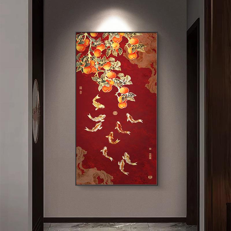 葫芦玄关挂画禅意花鸟画正对门入户画客厅过道挂画书房茶室装饰画