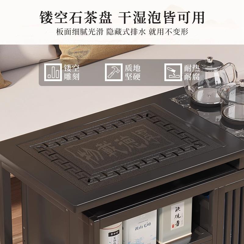可旋转茶桌小茶柜胡家TBM桃色楠竹移动泡茶台可阳台用桌椅组合茶