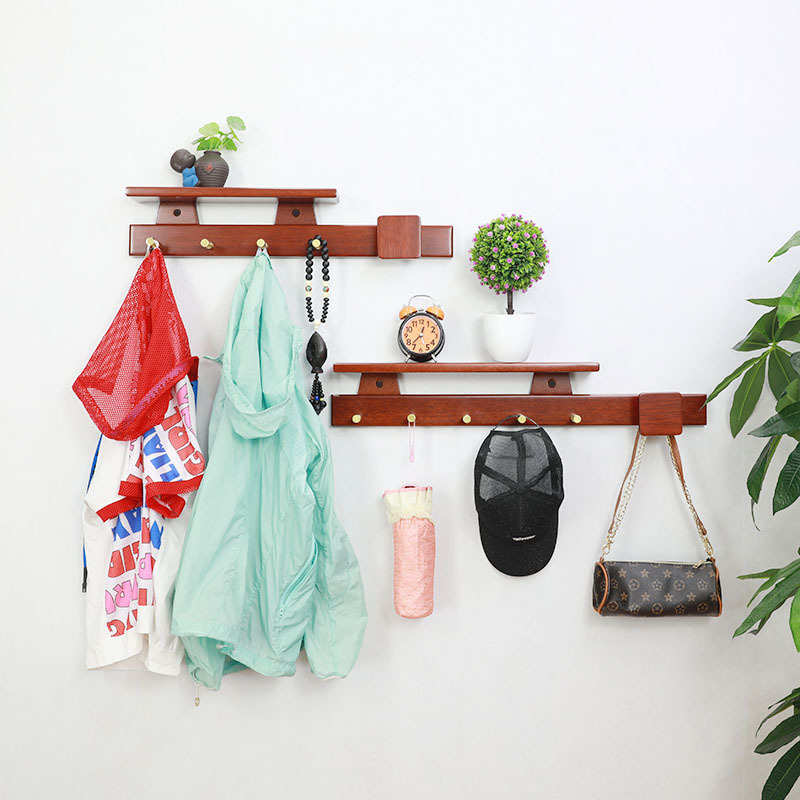 CE2Q【】纯实木壁挂挂钩置物架墙上挂衣架挂衣钩挂勾原木门后玄关