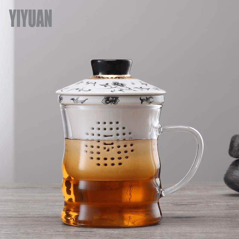 玻璃水杯茶水分离泡茶杯子办公室男女士个人专用陶瓷过滤带盖子茶