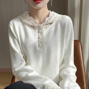 2025秋冬新款 温柔系蕾丝设计连帽针织卫衣女百搭高级感显瘦1219e