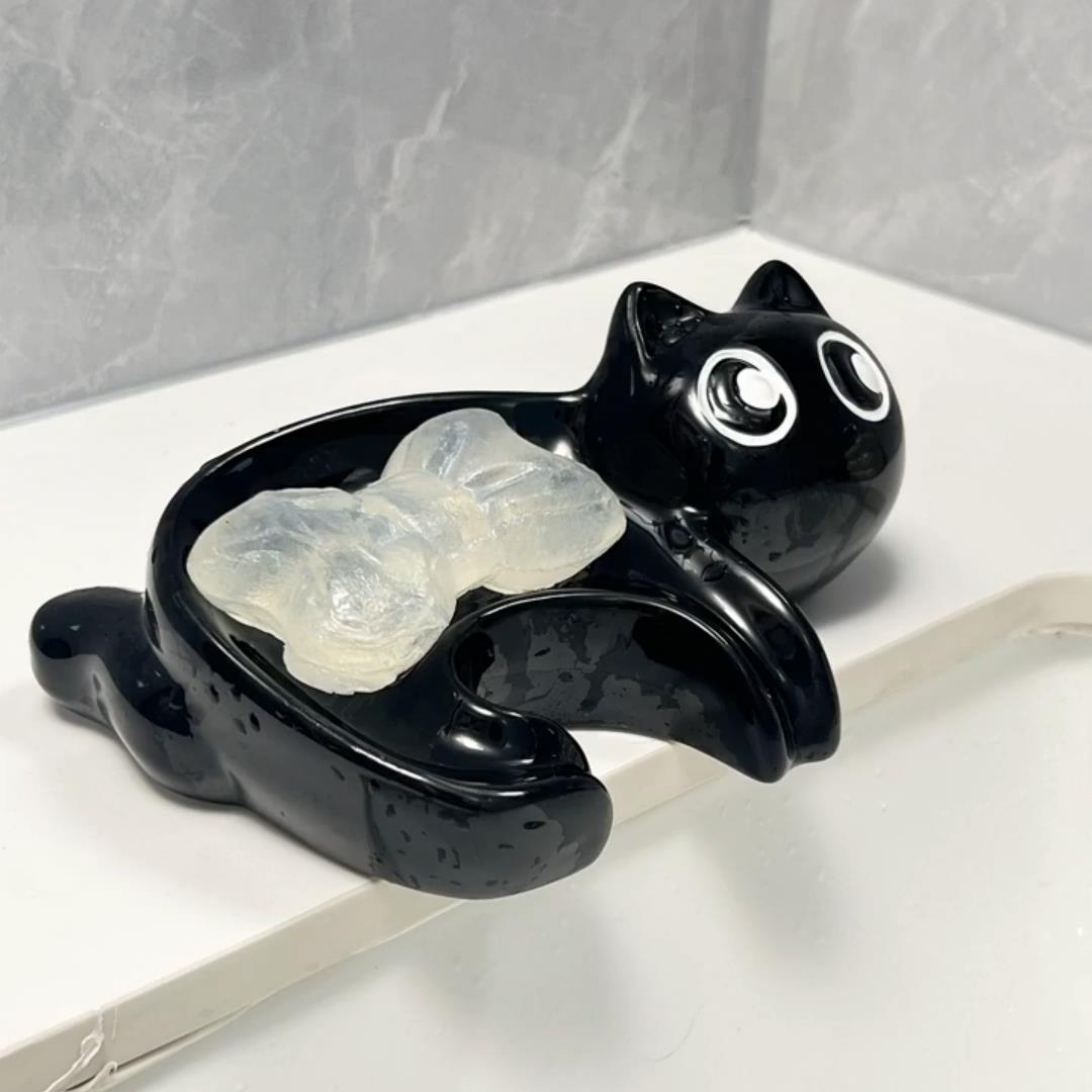超可爱的小猫咪沥水肥皂盒家用卫生间洗手台置物架免打孔收纳摆件