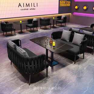 酒吧沙发卡座饭厅咖啡奶茶店音乐餐吧创意清吧小酒馆桌椅组合商用