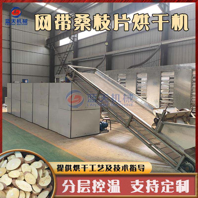 网带桑枝片烘干机全自动桑树枝切片连续式烘干线中药材烘干设备