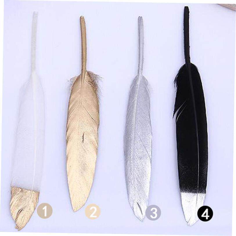 50pcs/bag Gold Plated Feathers 5-7inches for Christmas图片