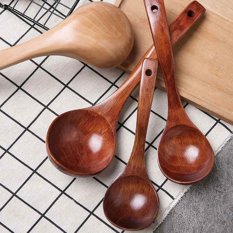 汤勺木勺子大号盛汤木头汤匙木质小饭匙长柄吃饭用喝汤拉面勺家用