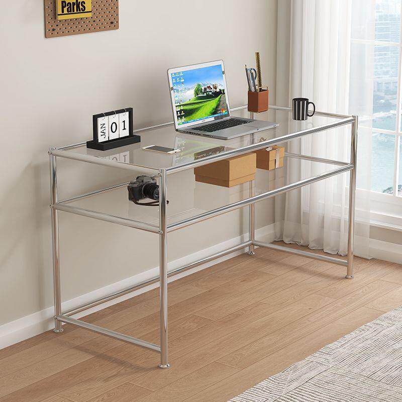 美甲桌梳妆台服装店不锈钢玻璃展示台饰品落地流水台电脑办公桌