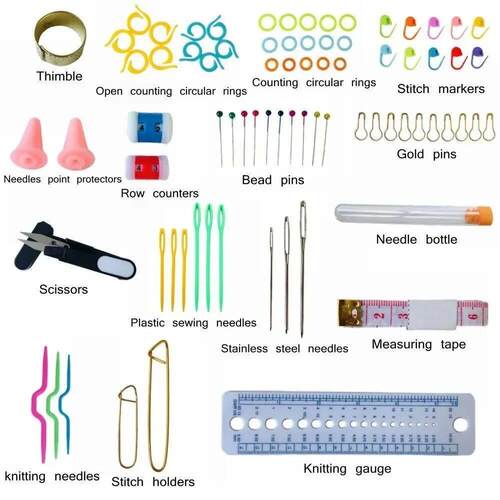 100 Piece Color Aluminum Crochet Hook Set Stainless Steel Kn