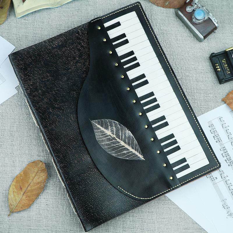 钢琴真皮乐谱夹a4活页手工牛皮乐谱本音乐谱夹歌曲册文件夹资料册