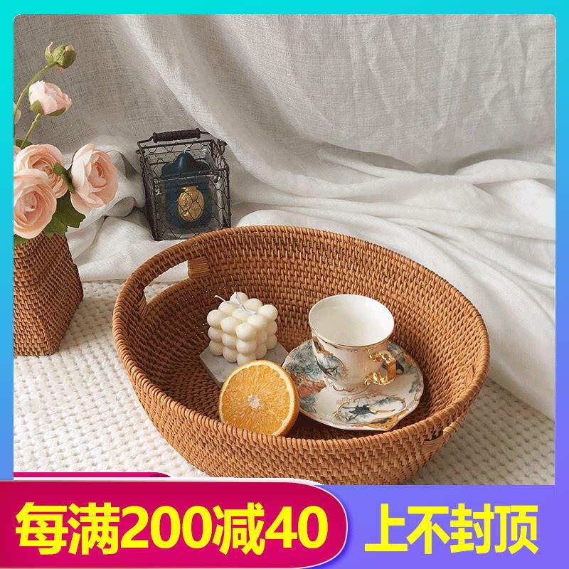 手工藤编手馒头筐提篮水果杂物食物篮子野炊春游田园风鸡蛋收纳篮