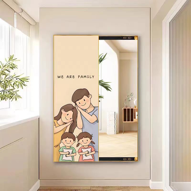 一家三口司空隐藏式推拉身镜MY-H173衣挂隐形穿镜装饰画画镜子玄