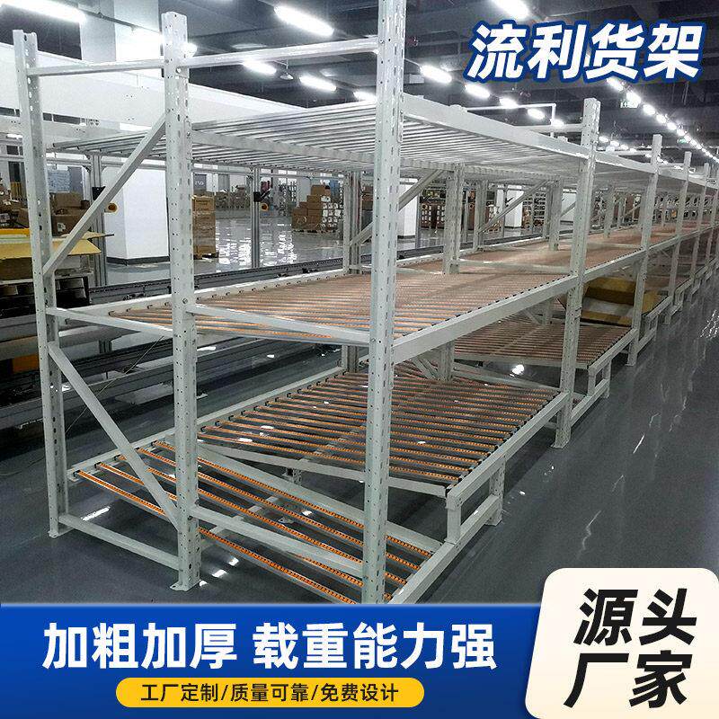 流利条货架仓库车间线 线棒滑移滚筒式仓储先进先出重力式流利式