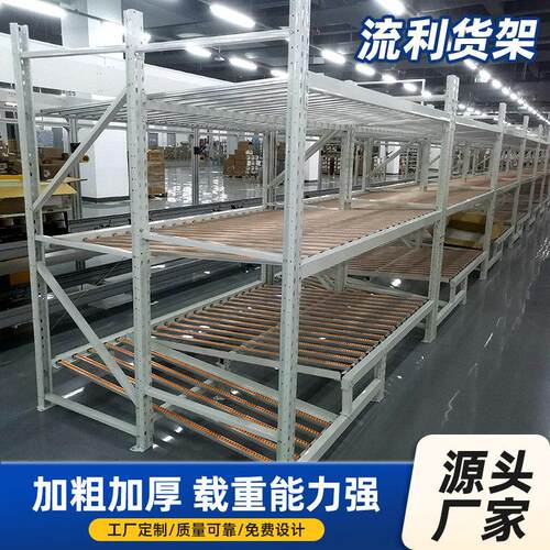 流利条货架仓库车间线 线棒滑移滚筒式仓储先进先出重力式流利式