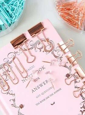 aper clip and binder set, metal binders in various sizes,