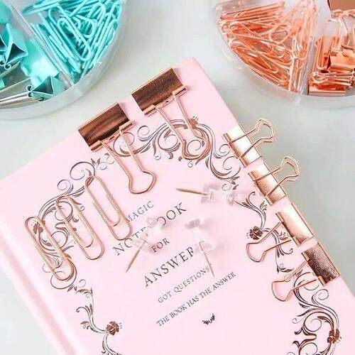 aper clip and binder set, metal binders in various sizes,