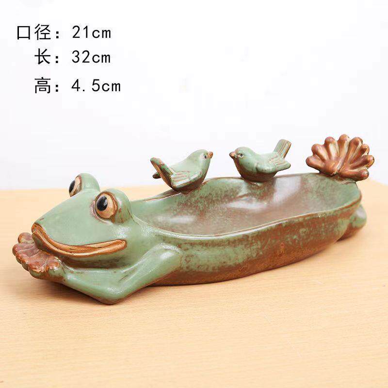 跨境卡通青蛙陶瓷工艺品可爱小鸟盆创意肉肉植物盆栽园艺清仓