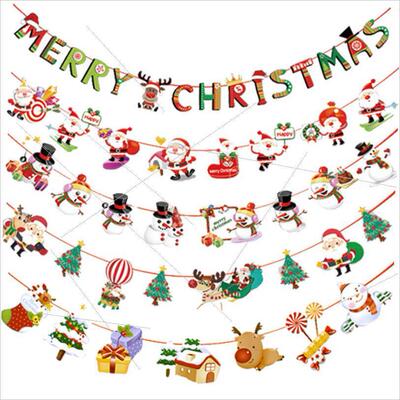 Christmas party decorations cartoon paper Christmas flags