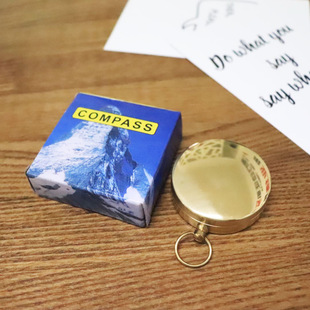 纯铜指北针 G50怀表翻盖指南针户外登山多功能带盖夜光指南针