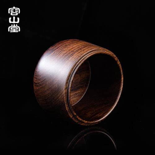 容山堂整块黑檀木建水小号水盂茶渣过滤储水器缸茶渣桶茶具配件