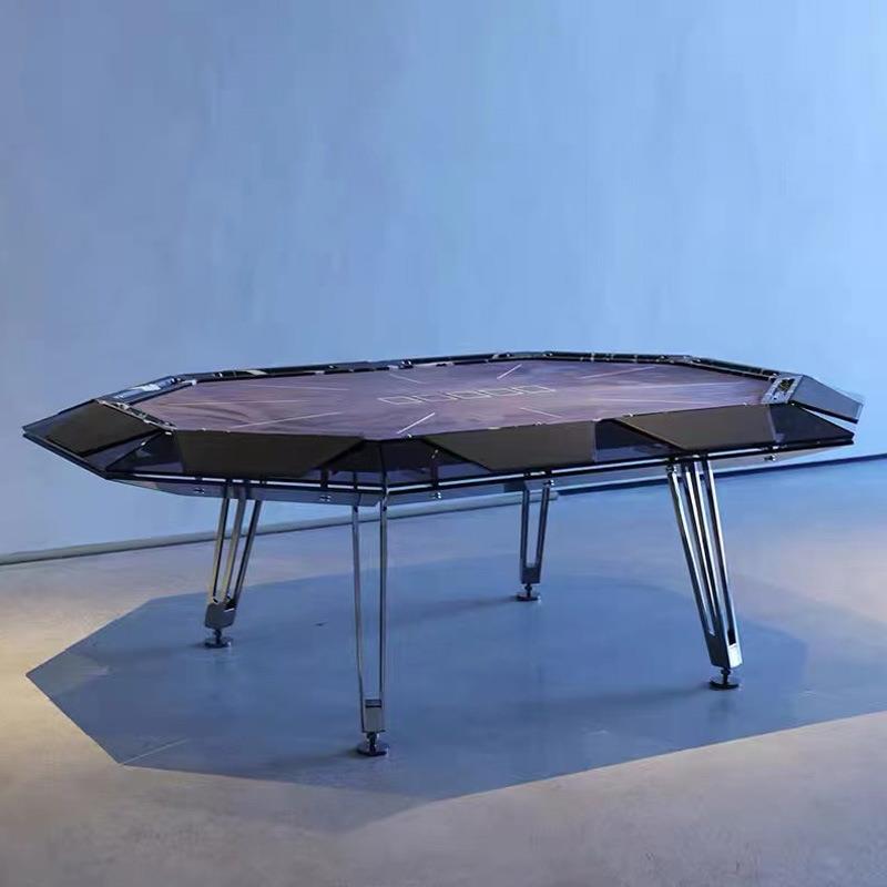 钢化玻璃水晶德州扑克桌棋牌桌会所俱乐部筹码桌十人位