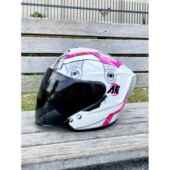 正品 Ryzen摩托车头盔男初号机盔女士冬四之三机车半盔分双通镜四