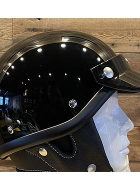 正品经Bornree轻量纤维60年典复古机车半盔 Shorty 代f哈雷头盔瓢