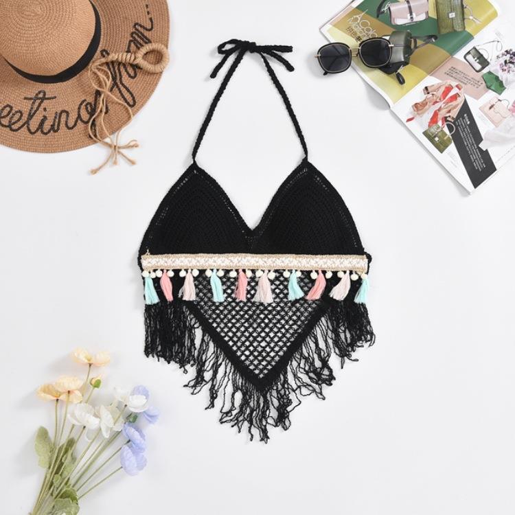 Womens summer short halter top with knitted padded backless