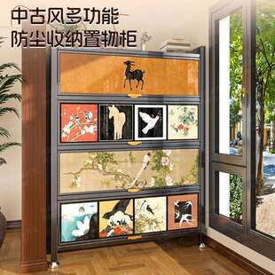 中古风书EQE架落地多层置用物客厅家厨钢制收房纳书架柜储物柜整