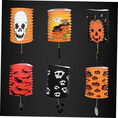 Halloween luminous paper pumpkin lantern childrens portable