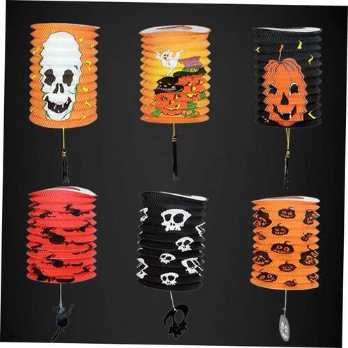 Halloween luminous paper pumpkin lantern childrens portable