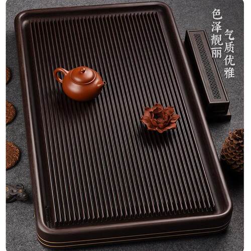 家用电木茶盘铜边功夫茶具现代简约茶台大号电胶木茶海小茶托