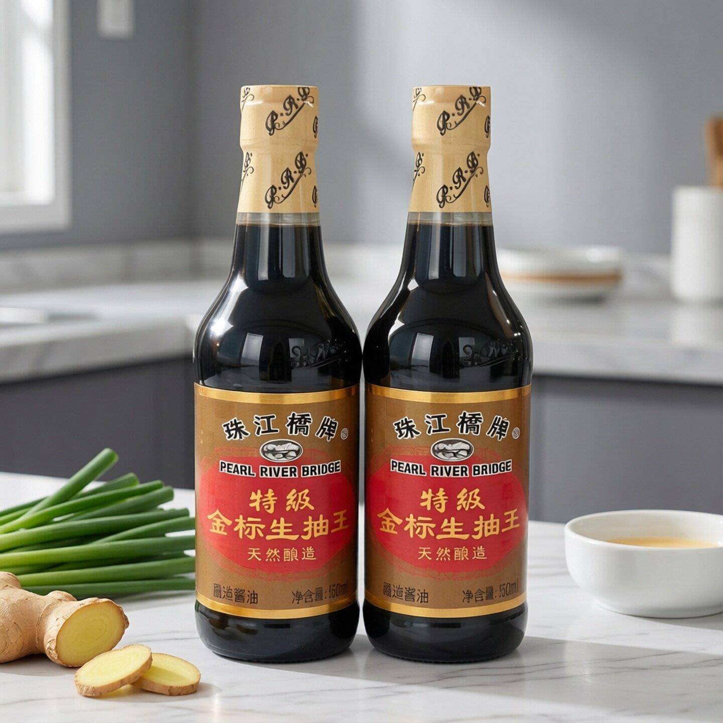 1份2瓶珠江桥特级金标生抽王500ml*2瓶黄豆酿造酱油出口老品牌