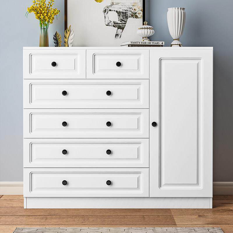 实木五斗柜简约现代收纳柜卧室抽屉式收纳柜子带门六五斗橱杂物柜