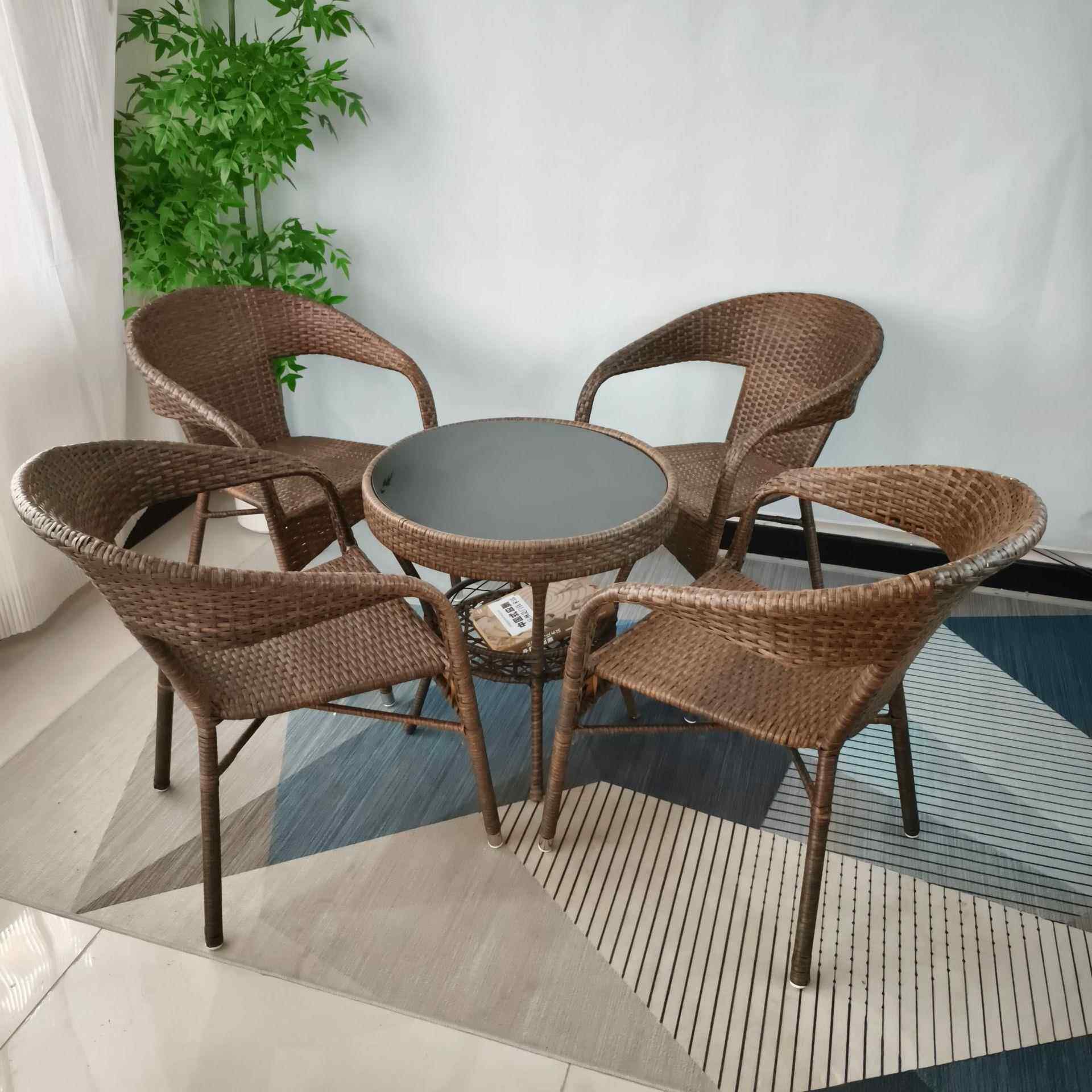 阳台园藤S-1001编简沙椅三件套组合室外花欧式休闲约椅手工藤编桌