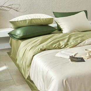 A类80s兰精天丝四件套夏季 亲肤冰感丝轻奢 裸睡长绒棉床单床笠款