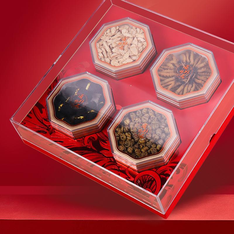 亚克力包装黑枸杞四宝礼盒枫斗礼盒四宝礼品盒西洋参灵芝虫草空盒