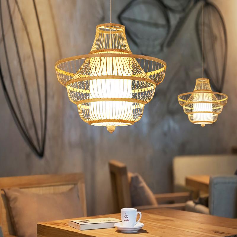 日式吊灯禅意茶室餐厅火锅店餐馆创意个性客厅卧室竹艺鸟笼灯具