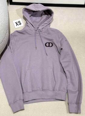 [98新]DIOR迪奥徽标logo刺绣紫色套头连帽卫衣潮流男女长袖xs码