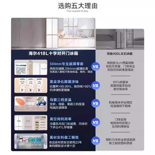 海.尔冰箱家用418升双开四门一级风冷无霜超薄零嵌入黑金净化