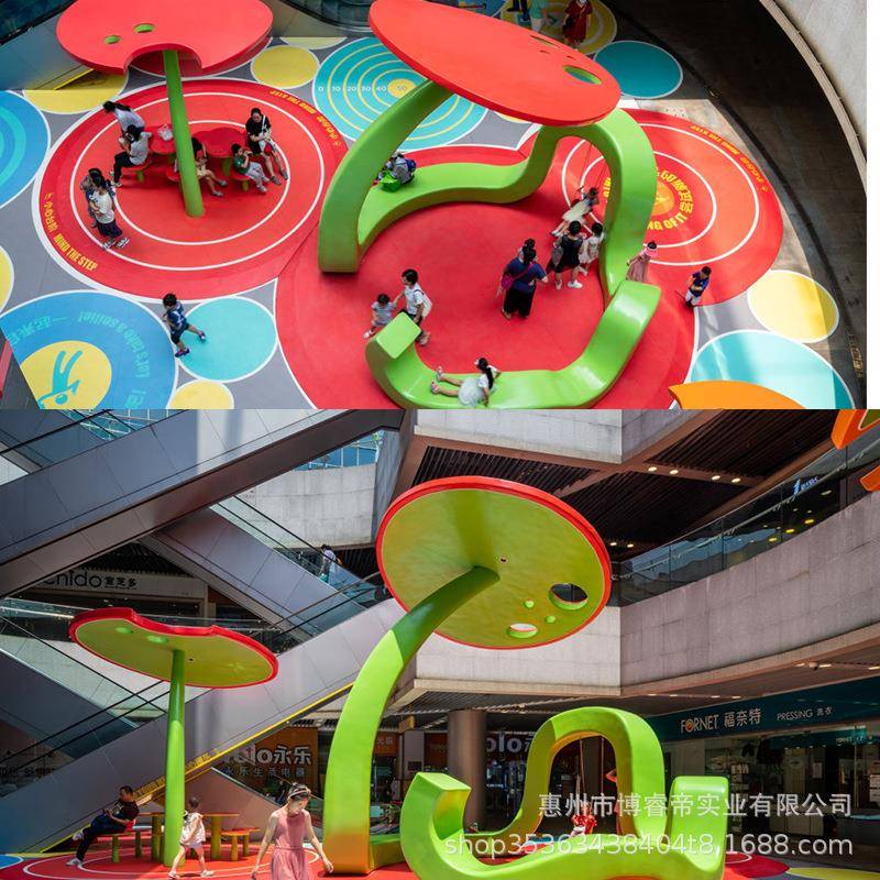 网红景区玻璃钢美陈幼儿园区游乐设备商场儿童乐园滑梯不锈钢雕塑