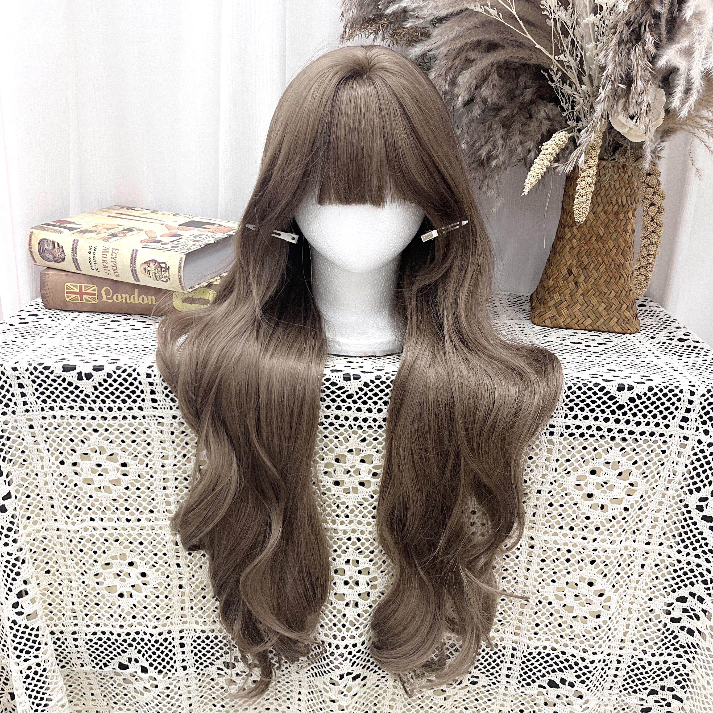 冷萌物假发女蜜茶色80cm长卷发双马尾萝莉减龄lolita长版全头套式