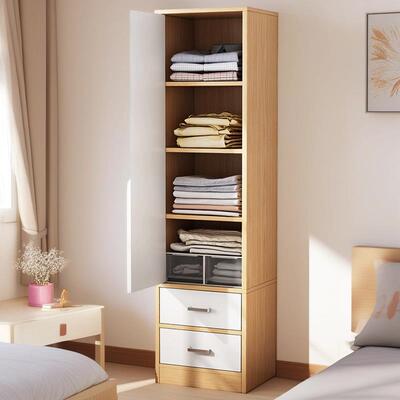 衣柜收纳柜带抽屉简易小型置物柜家用落地衣帽柜卧室出租房用衣柜