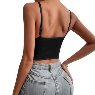 Women Summer Corset Top Spaghetti Lace Hollow Out Vest Crop