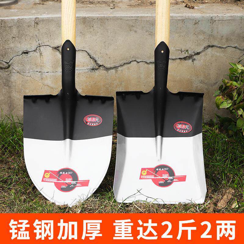 加厚锰钢锹头尖头方头铁锹挖树铲铁杴钢锹家用农用大铁锹种地挖土图片