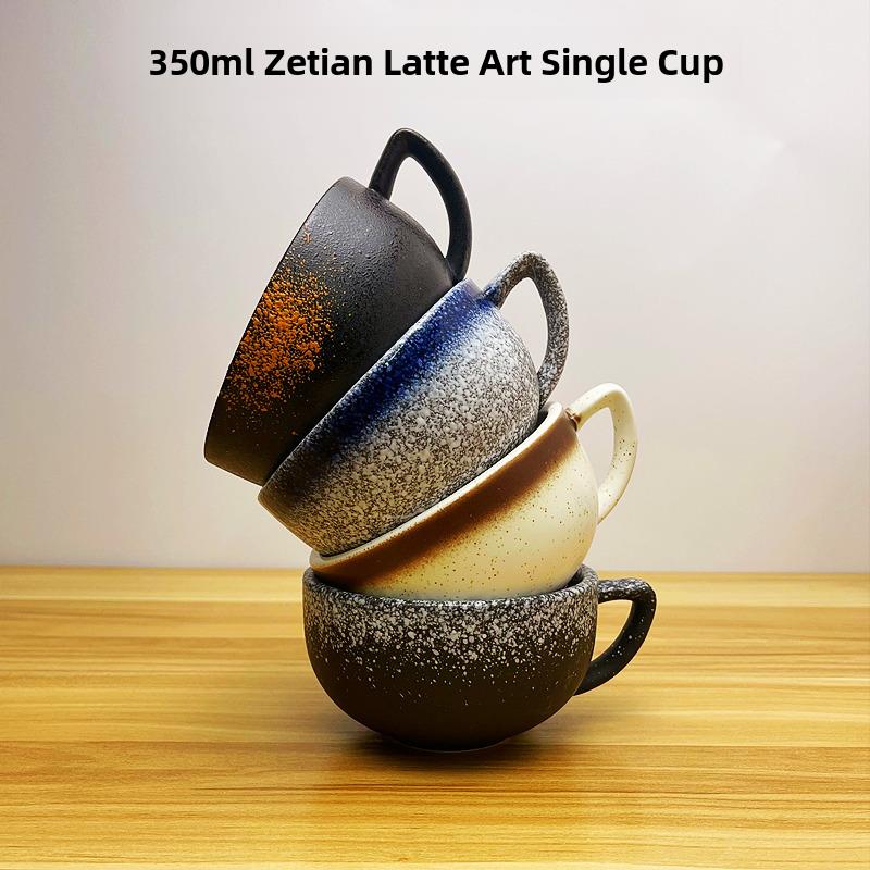 压纹泽田杯 陶瓷专业比赛花式美式大口拉花杯 卡布奇诺拿铁咖啡杯