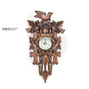 报时木质北欧钟表复古古时时钟咕咕现货闹钟布谷鸟客厅挂
