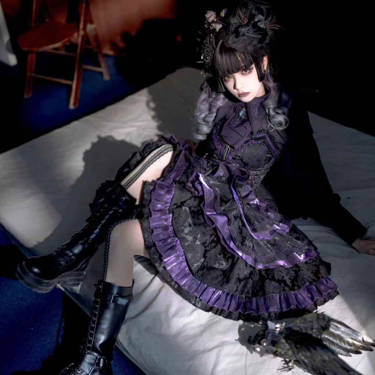 全款正品洛丽塔夏蔷薇JSK刺绣显瘦狗短连衣裙lolita